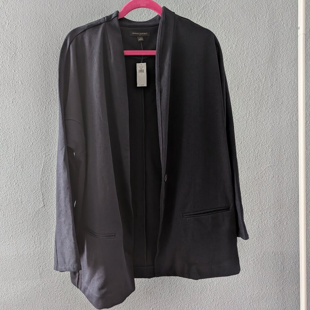 NWT Banana Republic Preppy Navy Nailhead Textured Blazer Sz L - Picture 2 of 6